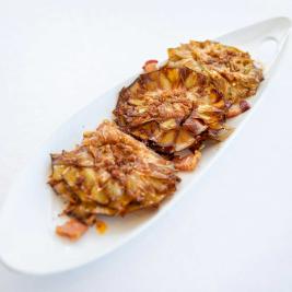Artichokes, Soria-style pork crackling, cured egg yolk, truffle and ham dust