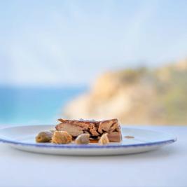 Lamb shoulder timbale in its own jus with vanilla, aubergine couscous and anchovy garum